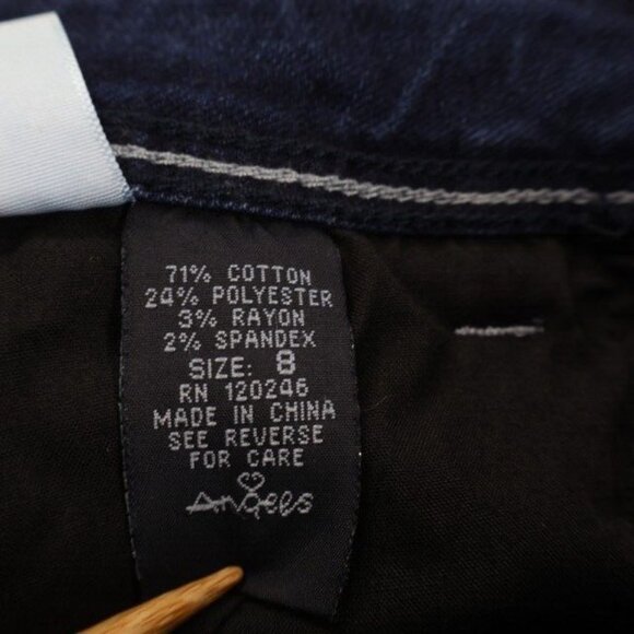 Angels Jeans Womens 8 (Fits 29x31.5) Blue Bootcut Stretch Dark Wash Faded - Picture 9 of 10